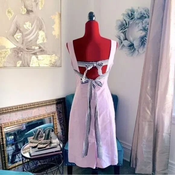 TARA JARMON PINK SILK MIDI DRESS - Picture 2 of 13